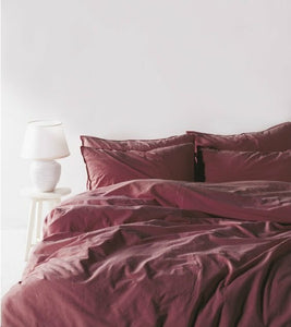 Stonewashed Cotton Duvet Cover, Raspberry