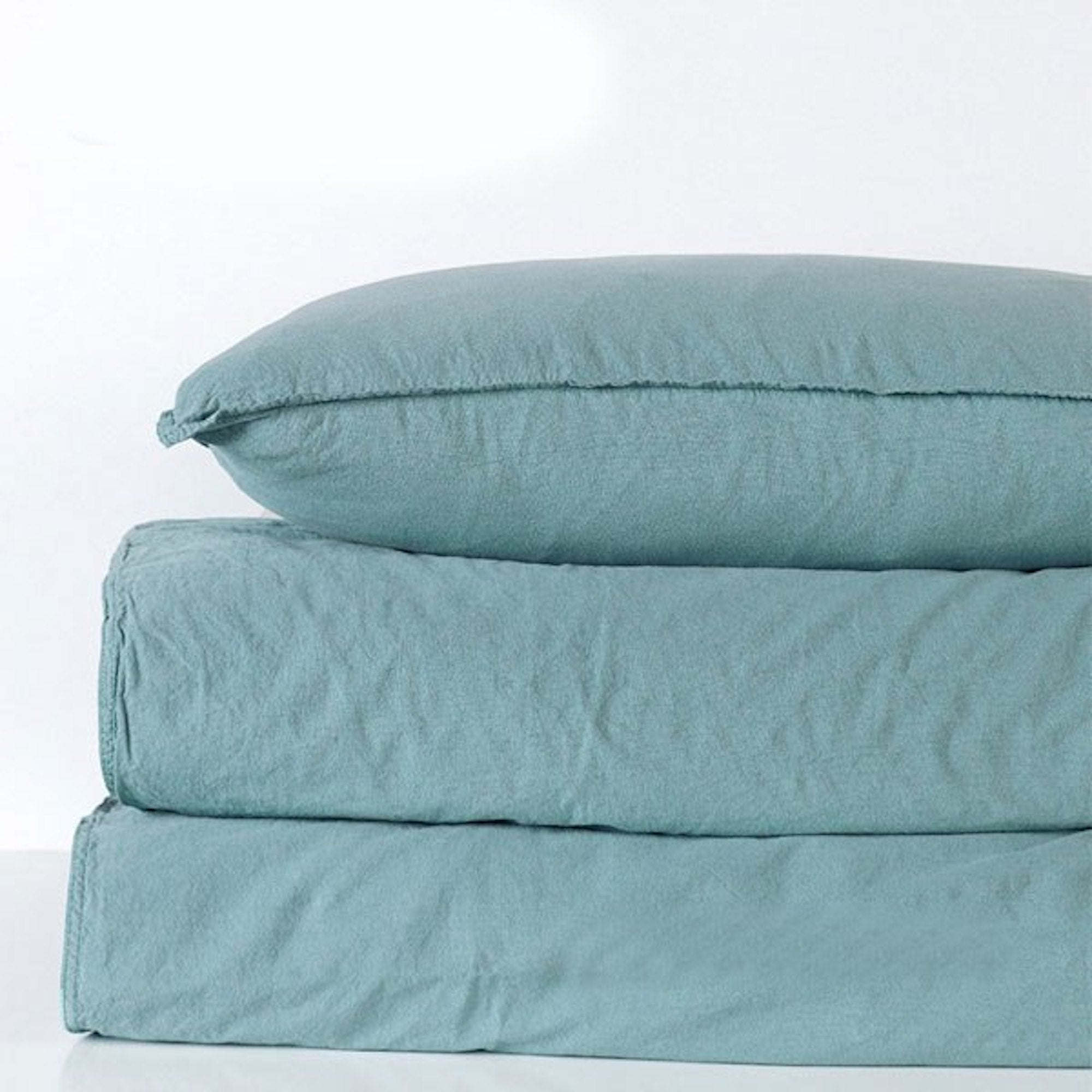 Stonewashed Cotton Bedding Set, Mineral Blue