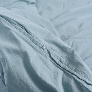 Stonewashed Cotton Duvet Cover Set, Mineral Blue