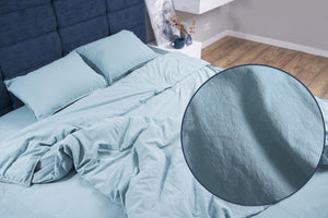 Stonewashed Cotton Duvet Cover Set, Mineral Blue