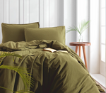 Stonewashed Cotton Bedding Set, Capulet Olive