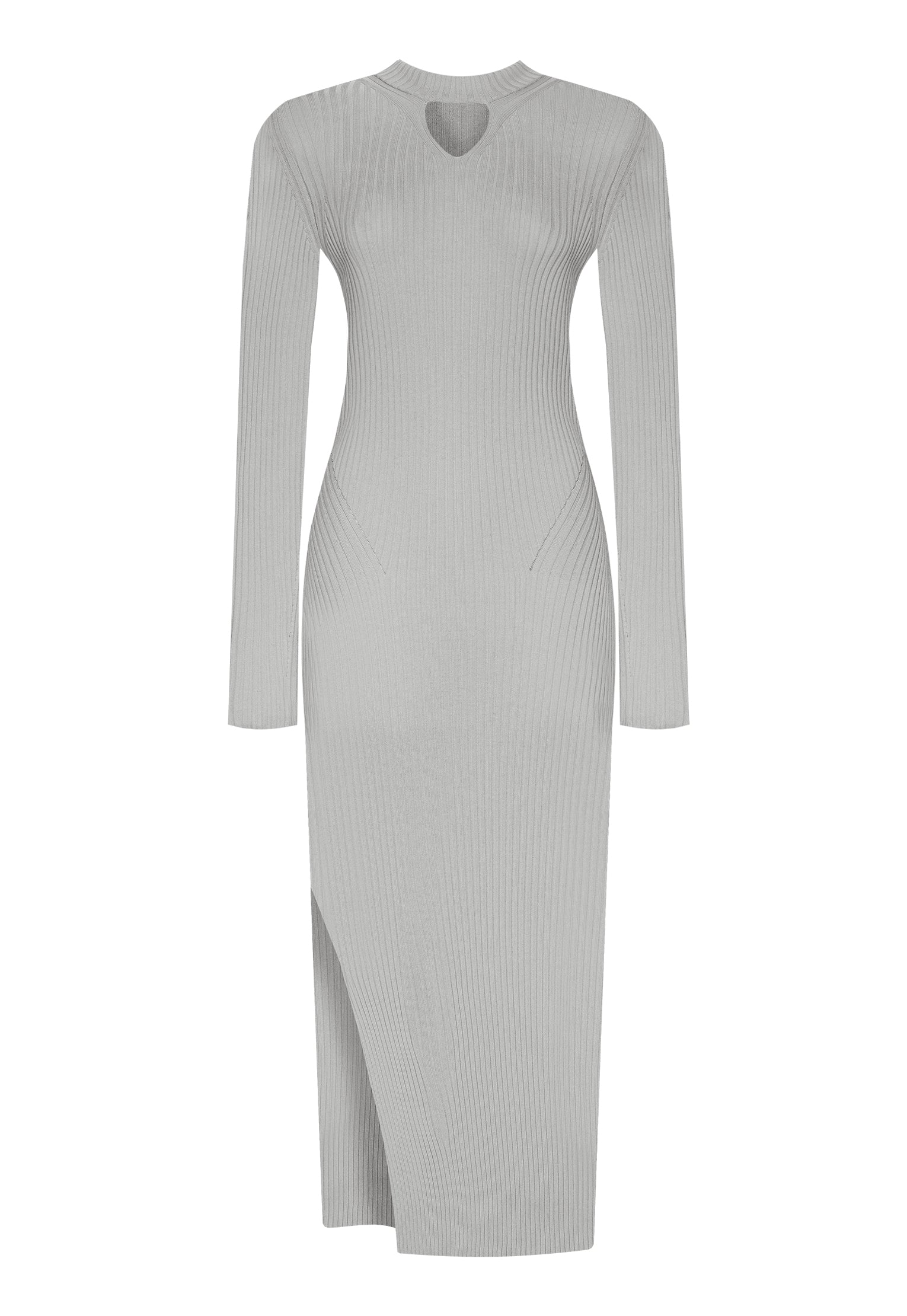 Grey Knitted Midi Maternity Dress