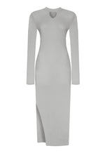 Grey Knitted Midi Maternity Dress