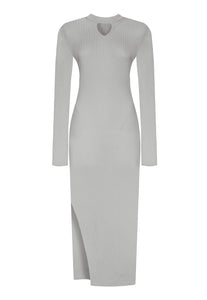 Grey Knitted Midi Maternity Dress