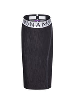 Black Denim Midi Maternity Skirt