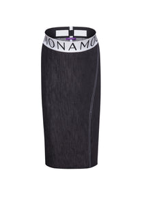 Black Denim Midi Maternity Skirt