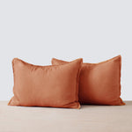Linen Pillow Case Set, Burnt Orange