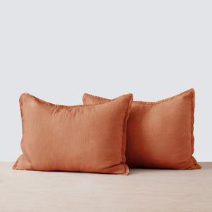 Linen Pillow Case Set, Burnt Orange
