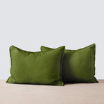Stonewashed Linen Duvet Cover Set, Olive Green