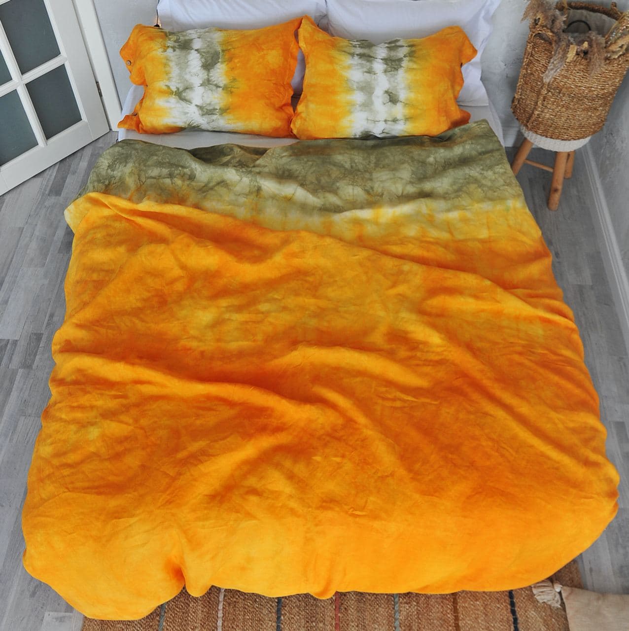 Handmade Duvet Cover Set Autumn Foliage, Linen