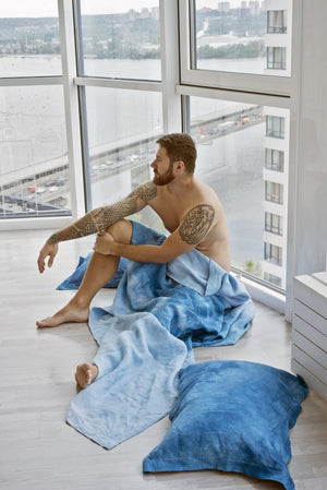 Handmade Duvet Cover Set Blue Sky, Linen