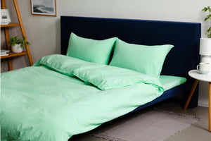 Stonewashed Cotton Duvet Cover Set, Neo Mint