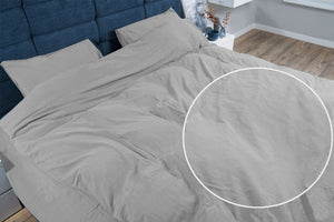 Stonewashed Cotton Bedding Set, Silver