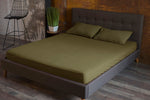 Cotton Fitted Sheet Set, Olive Green