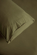Cotton Fitted Sheet Set, Olive Green