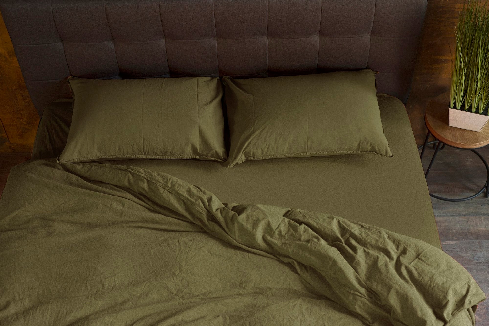 Stonewashed Cotton Bedding Set, Capulet Olive