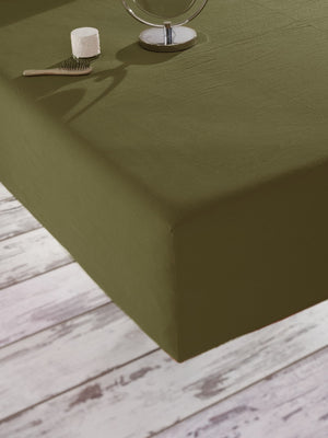 Cotton Fitted Sheet Set, Olive Green