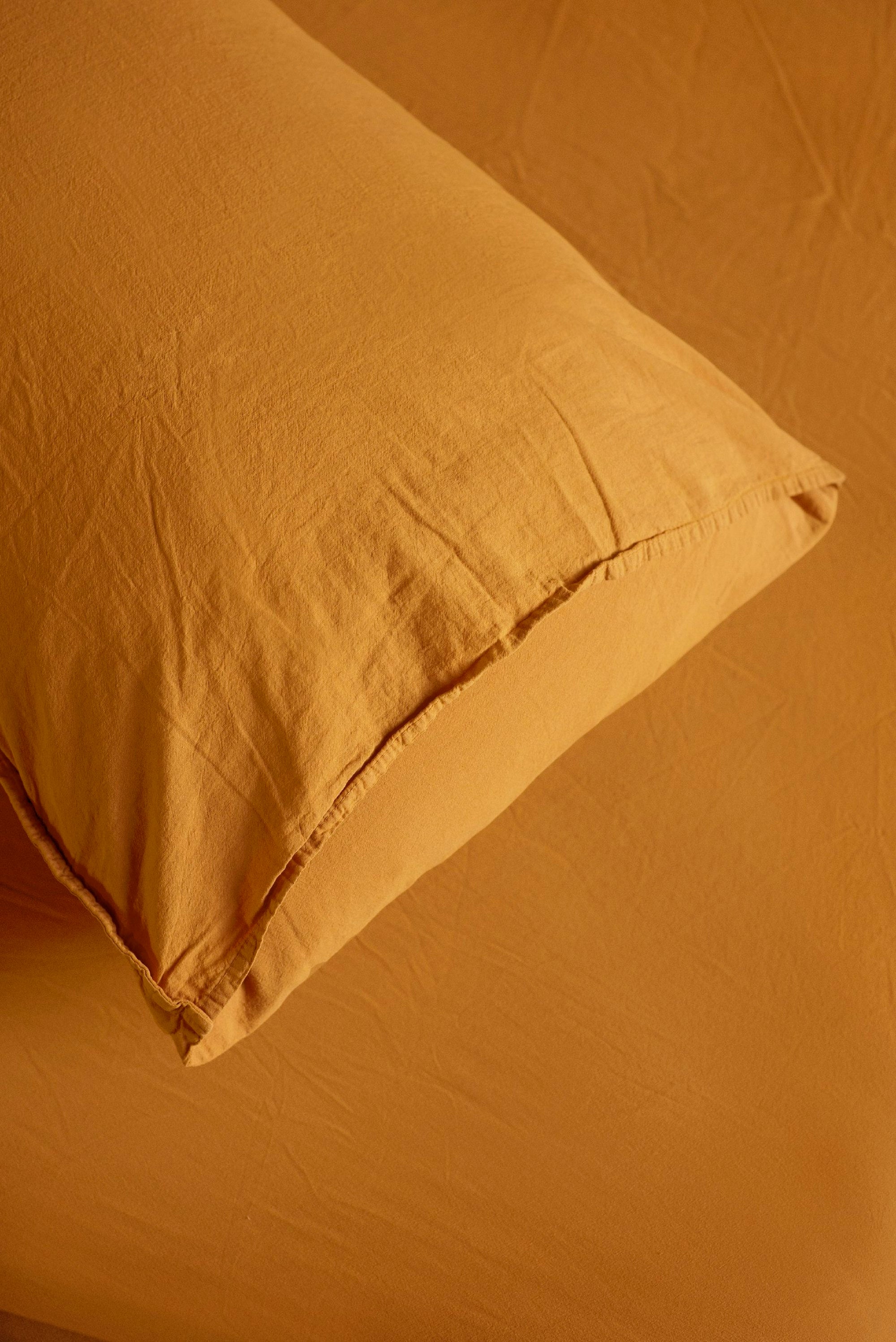 Cotton Pillow Case Set, Mustard
