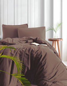 Stonewashed Cotton Duvet Cover Set, Dusty Rose