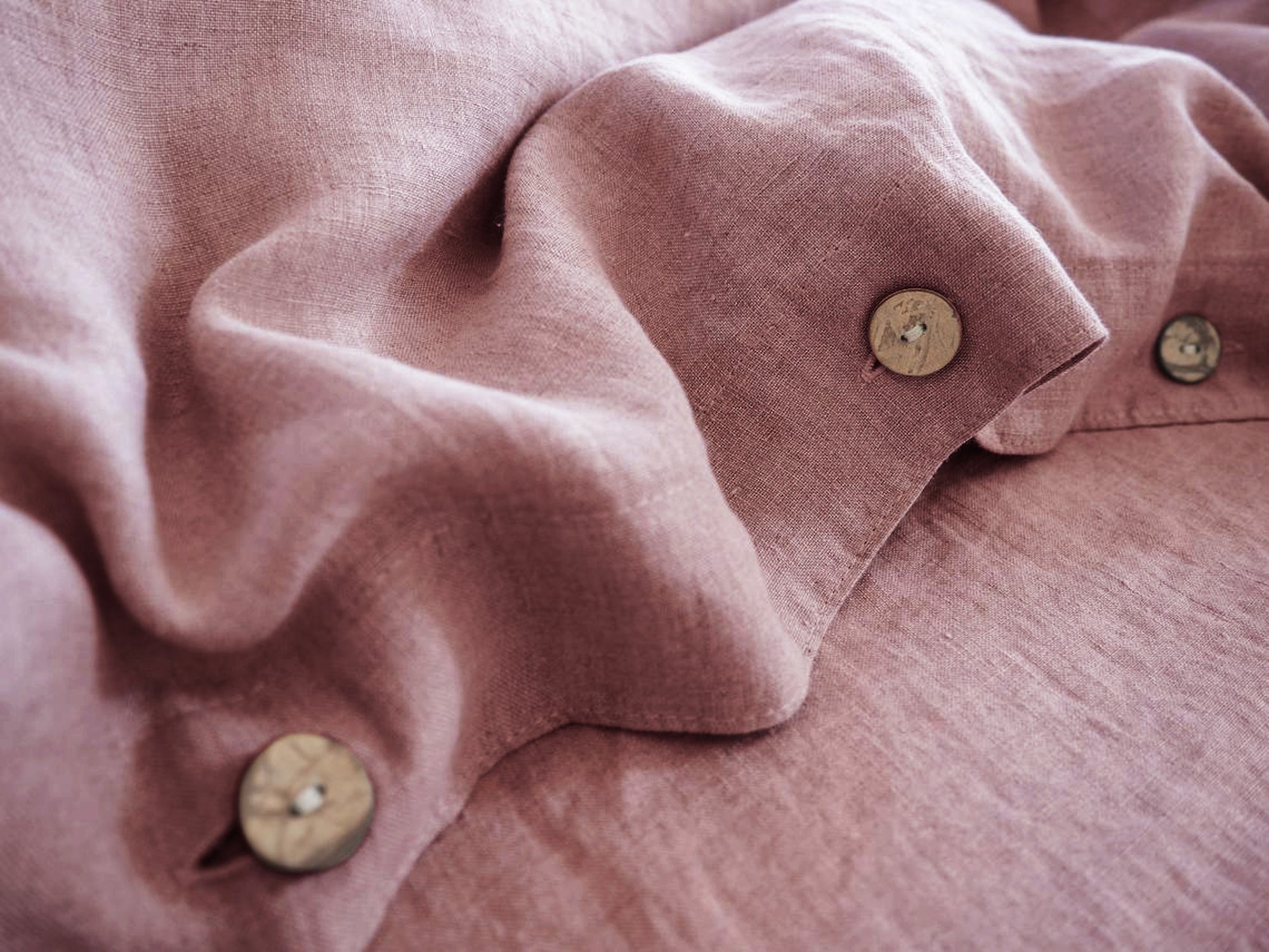 Stonewashed Linen Duvet Cover Set, Dusty Rose