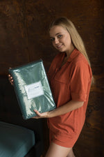Stonewashed bedding set 3 pcs - 1 Duvet cover + 2 Pillow cases  - Cinnamon, Terracotta Bed Linen,  King, Queen, Double Full