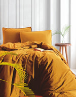 Stonewashed bedding set 3 pcs - 1 Duvet cover + 2 Pillow cases  - Cinnamon, Terracotta Bed Linen,  King, Queen, Double Full