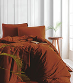 Stonewashed bedding set 3 pcs - 1 Duvet cover + 2 Pillow cases  - Cinnamon, Terracotta Bed Linen,  King, Queen, Double Full