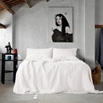 Stonewashed Linen Duvet Cover Set, White