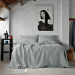 Stonewashed Linen Duvet Cover Set, Natural Flax Grey