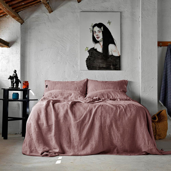 Linen Pillow Case Set Dusty Rose SoundSleep