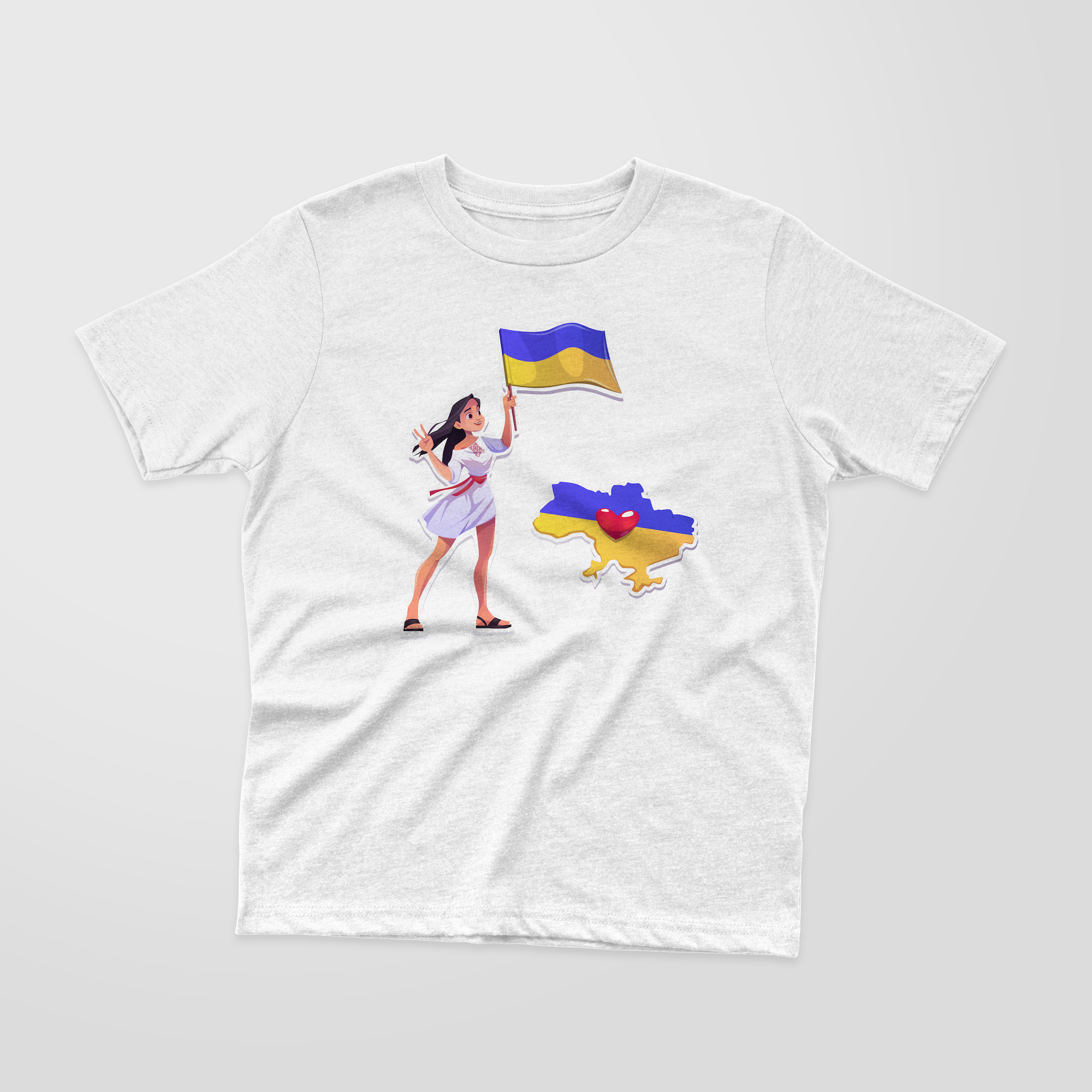 Short sleeve t-shirt, Girl with Ukrainian Flag