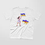Short sleeve t-shirt, Girl with Ukrainian Flag