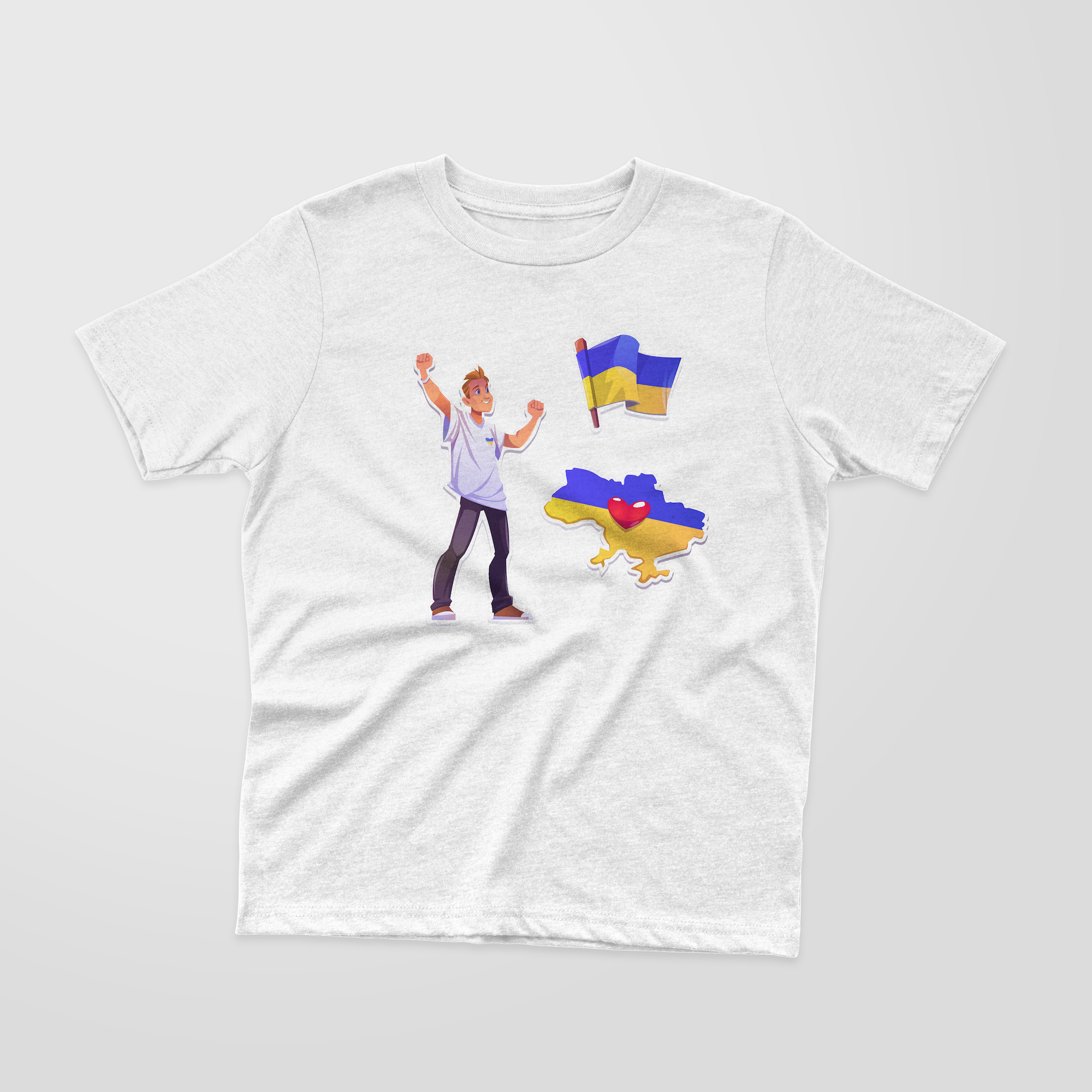 Short sleeve t-shirt, Boy with Ukrainian Flag