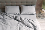 Stonewashed Cotton Bedding Set, Silver