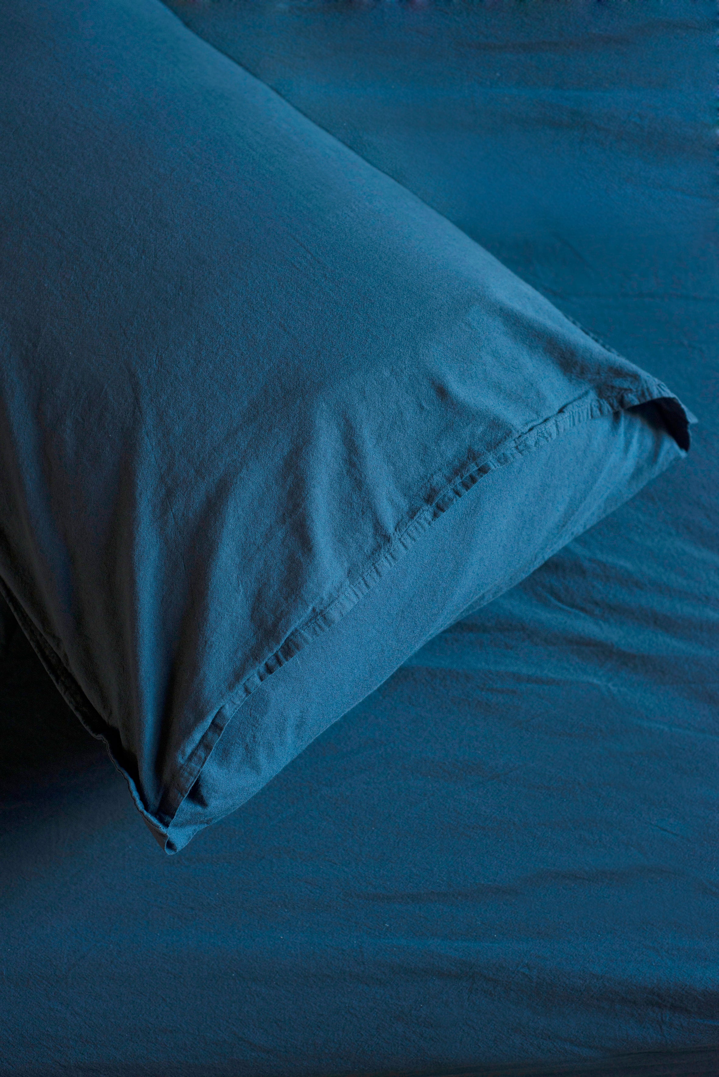 Stonewashed Cotton Bedding Set, Dress Blue