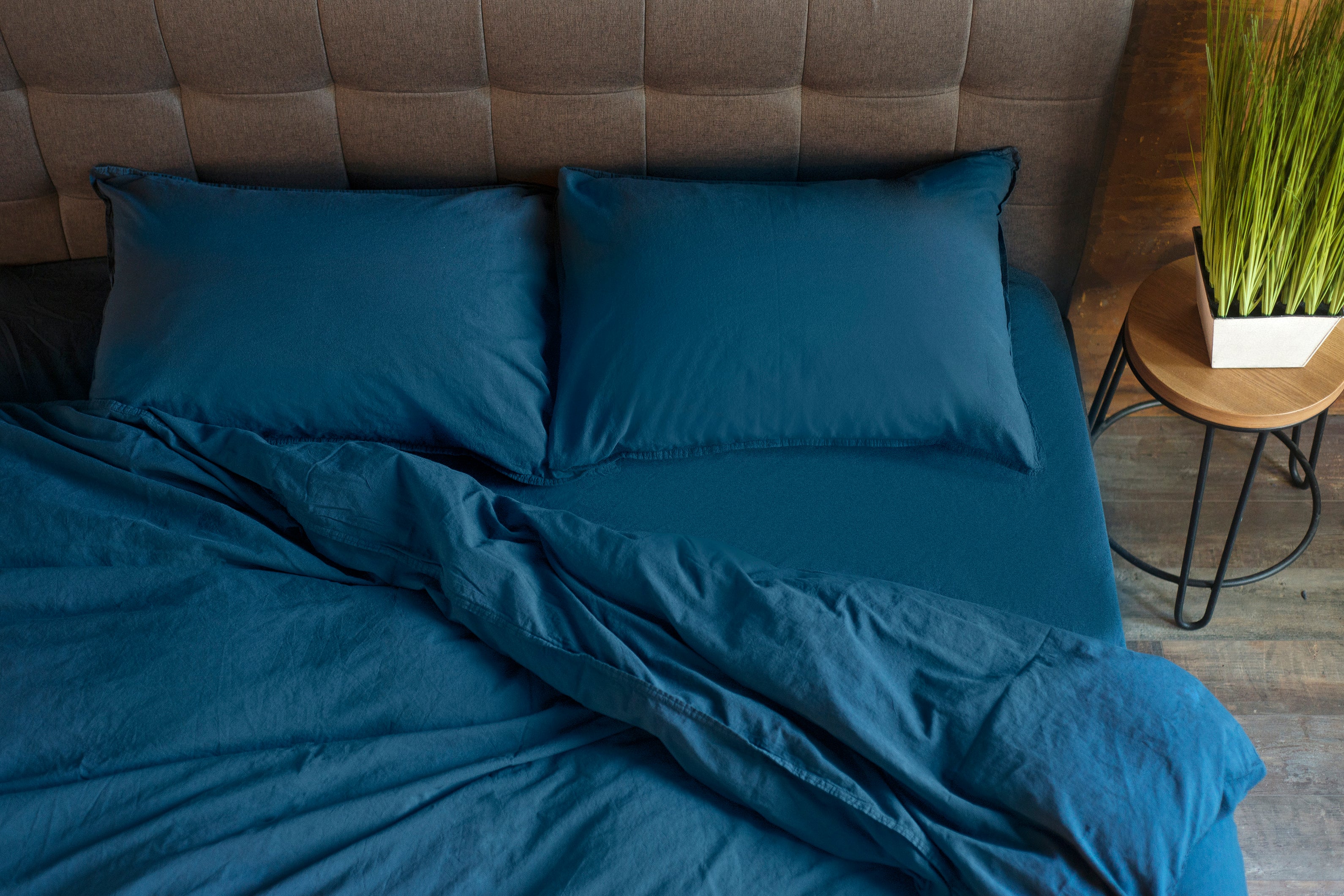 Stonewashed Cotton Bedding Set, Dress Blue