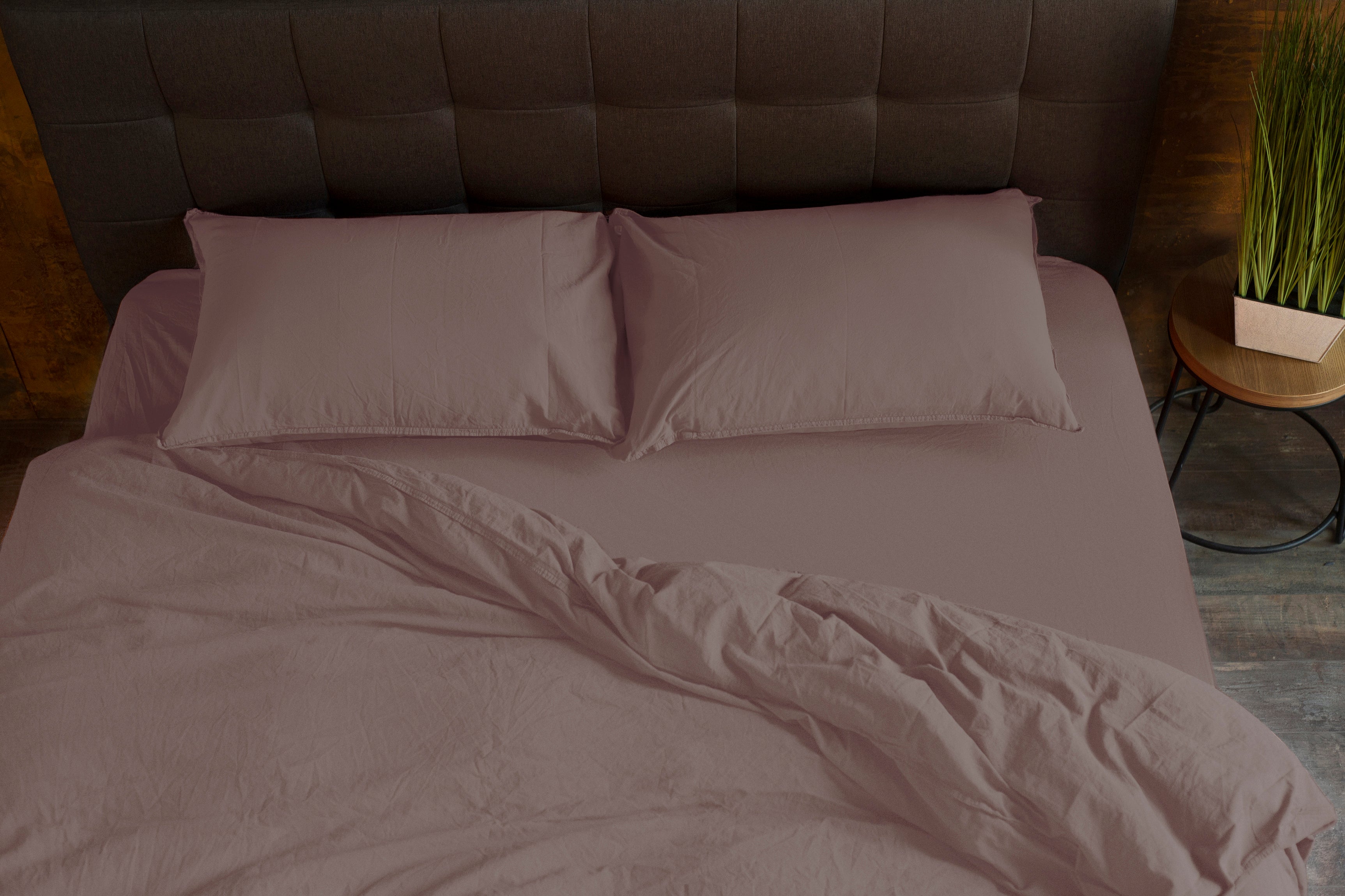 Stonewashed Cotton Duvet Cover Set, Dusty Rose