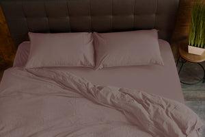 Stonewashed Cotton Duvet Cover Set, Dusty Rose