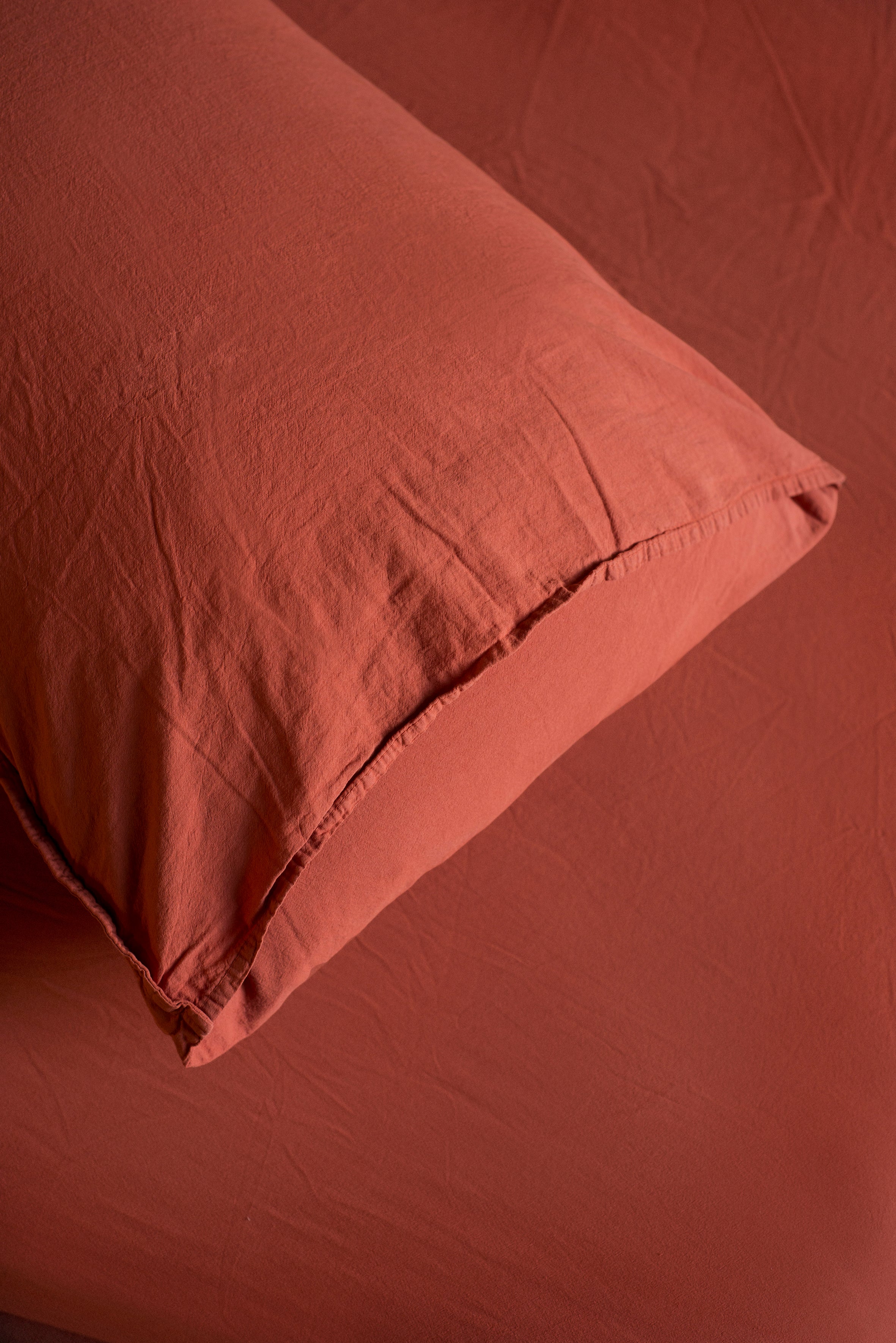 Stonewashed Cotton Duvet Cover Set, Burnt Orange