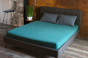 Cotton Fitted Sheet Set, Dark Green
