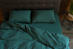 Stonewashed Cotton Bedding Set, Dark Green