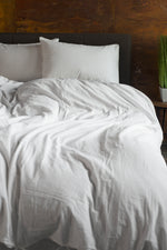 Stonewashed Cotton Bedding Set, White