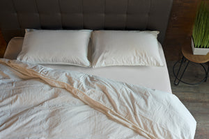 Stonewashed Cotton Bedding Set, White