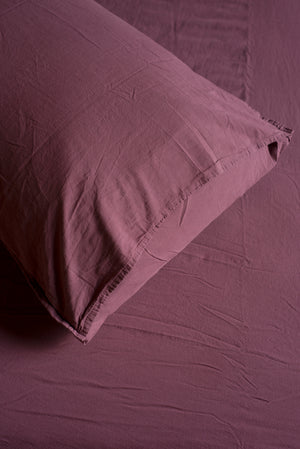 Stonewashed Cotton Duvet Cover, Raspberry