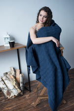 Dark Blue Throw Blanket, Doros