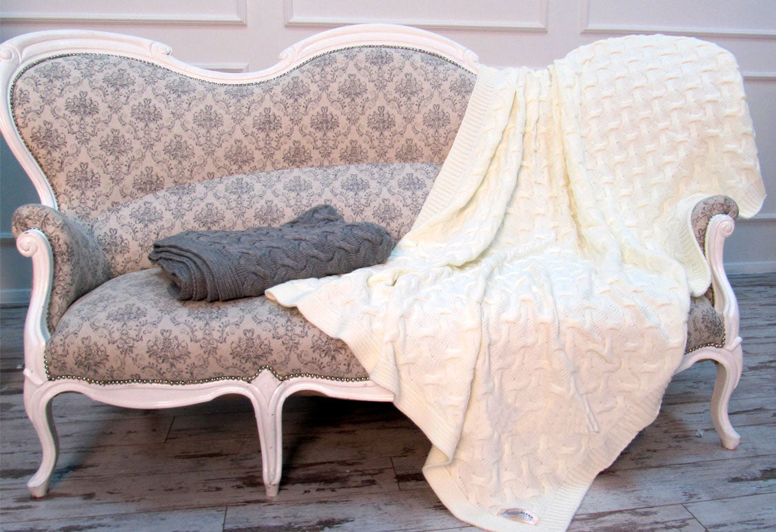 Milk White Blanket Throw, Varanaci